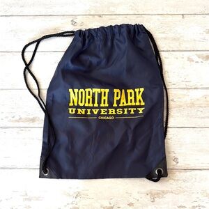 North Park University Chicago Navy Blue Drawstring Bag Backpack 15x13in NEW